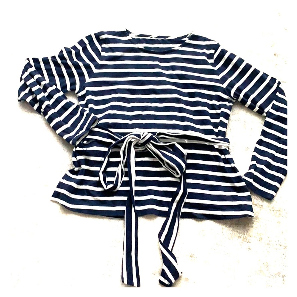JCrew Stripe adjustable wrap top with swing back
